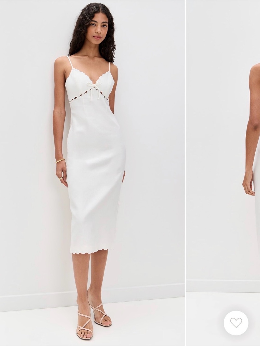 LoveShackFancy Sydelle Antique White Linen Midi Dress Size 0